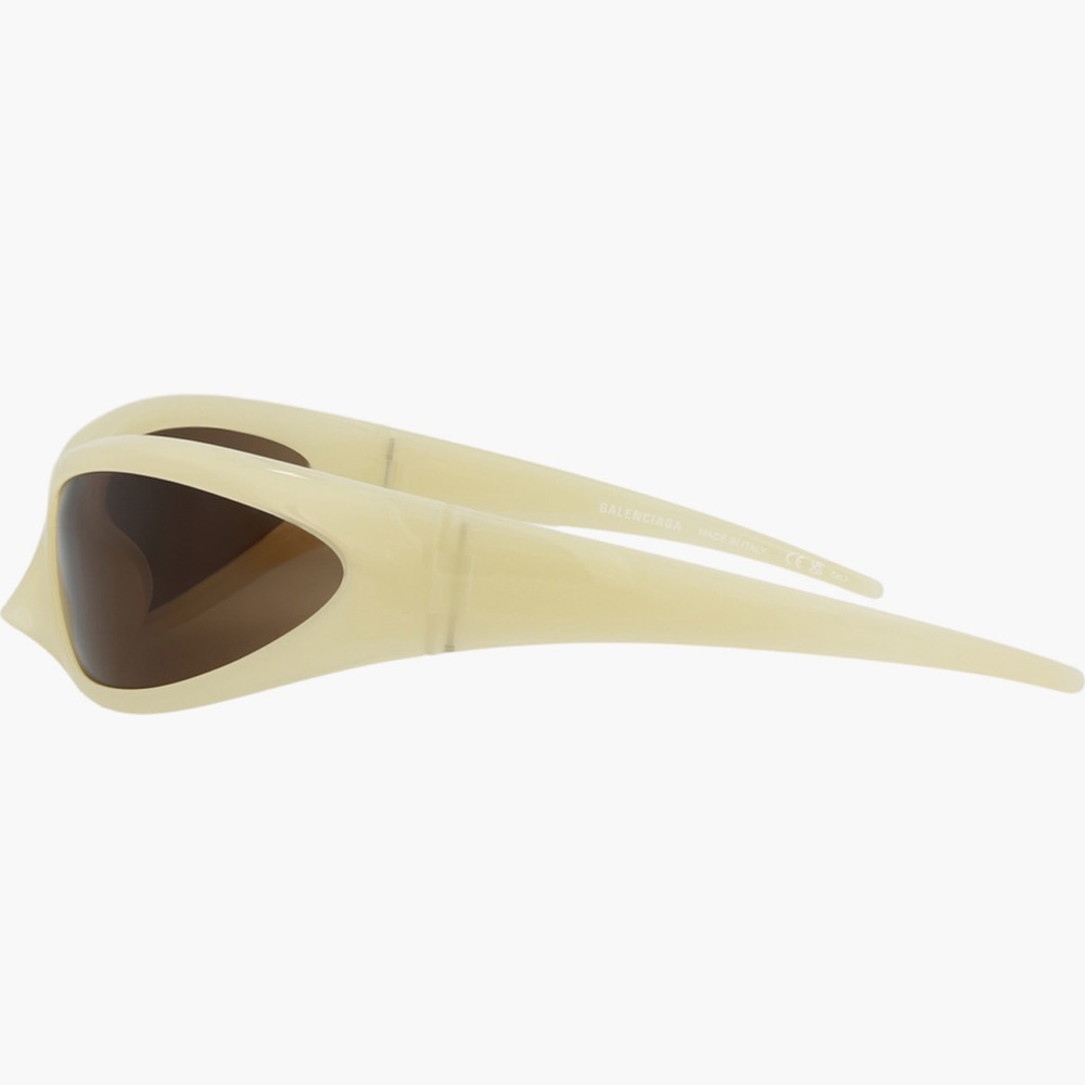 NWT NIB BALENCIAGA UNISEX SHIELD/WRAP YELLOW YELLOW BROWN SUNGLASSES EYEWEAR - Picture 4 of 4
